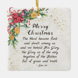John 1:14 Het woord werd Flesh, Kerstmis Keramisch Ornament