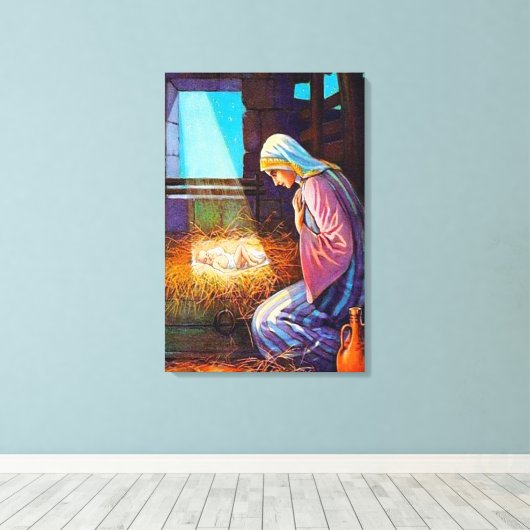 John 1:14 Jezus komt op ons wereldcanvas Canvas Afdruk (Insitu (Houten vloer))