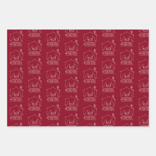 John 1:14 kerstkerstkaarten inpakpapier vel (Voorkant)