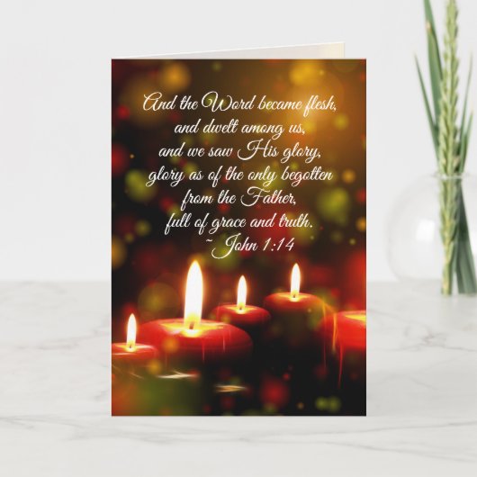 John 1:14 Word werd de Flesh Scripture Kerstmis Feestdagen Kaart (Voorkant)