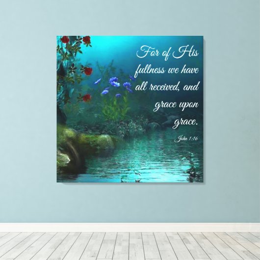 John 1:16 canvas afdruk (Insitu (Houten vloer))