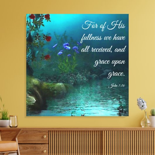 John 1:16 canvas afdruk (Insitu (Woonkamer))