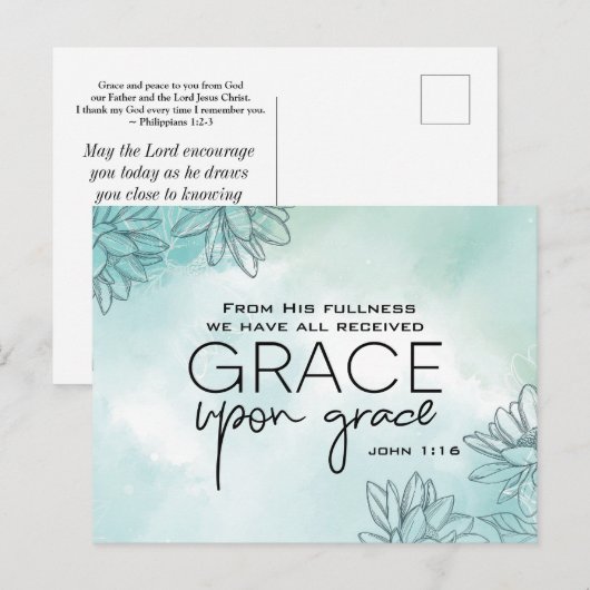 John 1:16 We hebben allemaal Grace Op Grace ontvan Briefkaart (Voorkant / Achterkant)