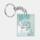 John 1:16 We hebben allemaal Grace Op Grace ontvan Sleutelhanger (Voorkant Links)