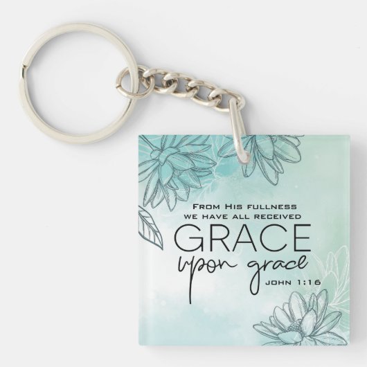 John 1:16 We hebben allemaal Grace Op Grace ontvan Sleutelhanger (Voorkant)