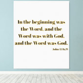 John 1:1 Bijbelscriptie KJV Canvas Wall Art Afdruk (Insitu (Houten vloer))