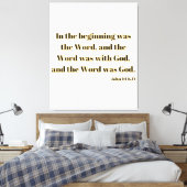 John 1:1 Bijbelscriptie KJV Canvas Wall Art Afdruk (Insitu (Slaapkamer))