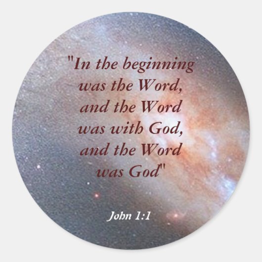 John 1:1 ronde sticker (Voorkant)