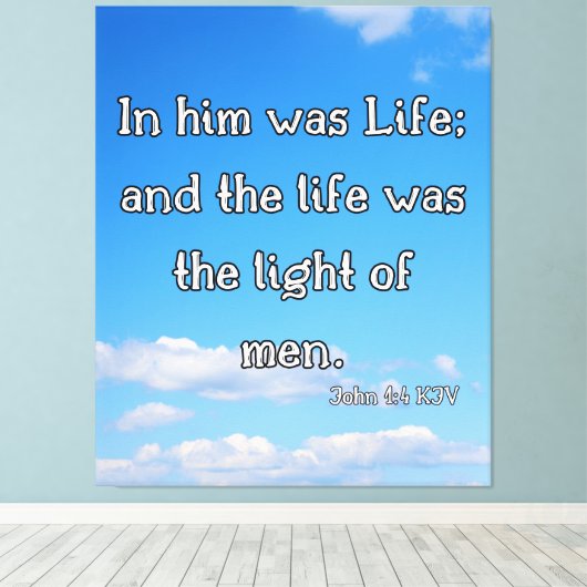 John 1:4 Bijbel Verse KJV Pic Wall Art Canvas Afdruk (Insitu (Houten vloer))