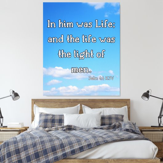 John 1:4 Bijbel Verse KJV Pic Wall Art Canvas Afdruk (Insitu (Slaapkamer))