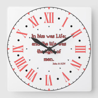 John 1:4 KJV Bijbel Verse II Romeins Numeriek Vierkante Klok