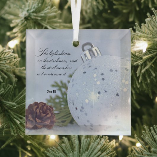 John 1:5 Het Licht Kerst Glazen Kerstbal Glas Ornament (Insitu)