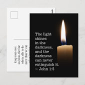 John 1:5 Het licht schijnt in de duisternis Briefkaart (Voorkant / Achterkant)