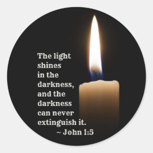 John 1:5 Het licht schijnt in de duisternis Ronde Sticker