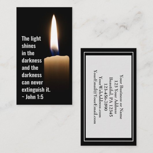 John 1:5 Het licht schijnt in de duisternis Visitekaartje (Voorkant / Achterkant)