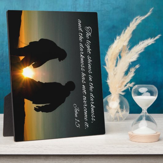 John 1:5 Het licht schijnt in het donker en Fotoplaat (Zijkant)