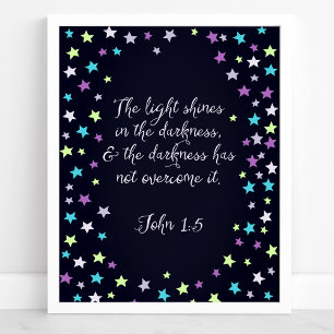John 1:5 Het licht schijnt in het donkere Bijbelci Poster