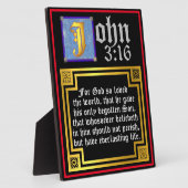 John 316 Blue Illuminated Letter Easter Biblical Fotoplaat (Zijkant)