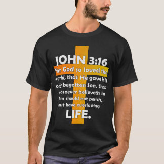 John 316 KJV Bijbelversie, afgedrukt op back Premi T-shirt
