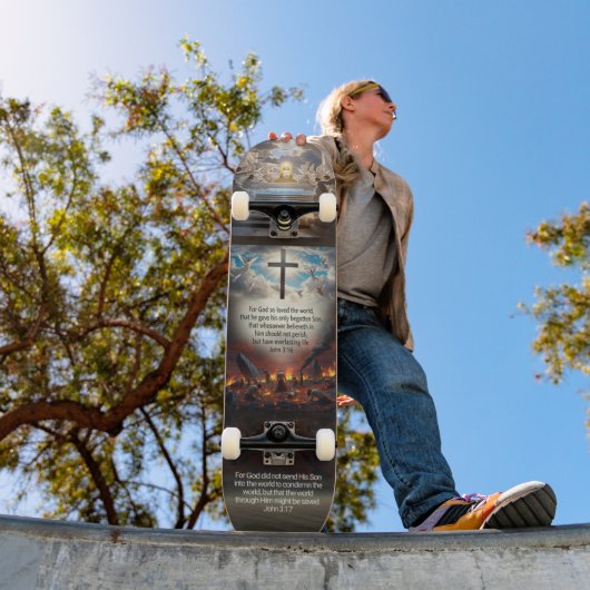 John 3:16-17 persoonlijk skateboard (Buiten 1)
