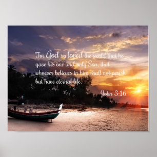 John 3:16 #1 NIV - Kunst van de Christelijke Muur  Poster