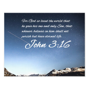 John 3:16 #7 NIV - Kunst van de Christelijke Muur  Foto Afdruk