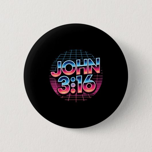 John 3_16 80s Retro Christelijk Geloof Design Ronde Button 5,7 Cm (Voorkant)