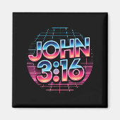 John 3_16 80s Retro Christian Faith Design Magneet (Voorkant)