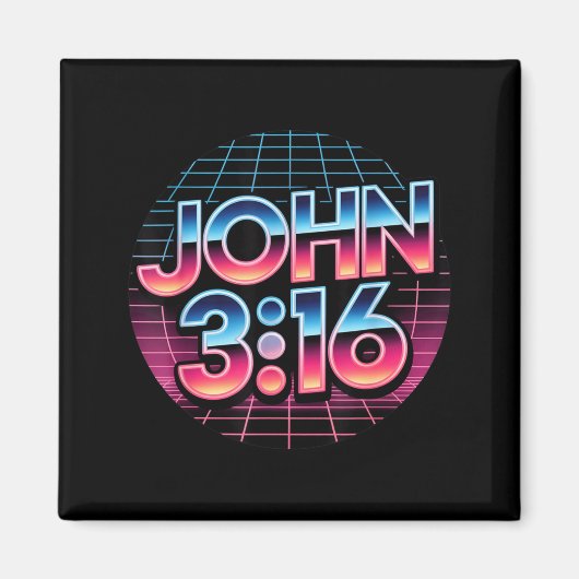 John 3_16 80s Retro Christian Faith Design Magneet (Voorkant)
