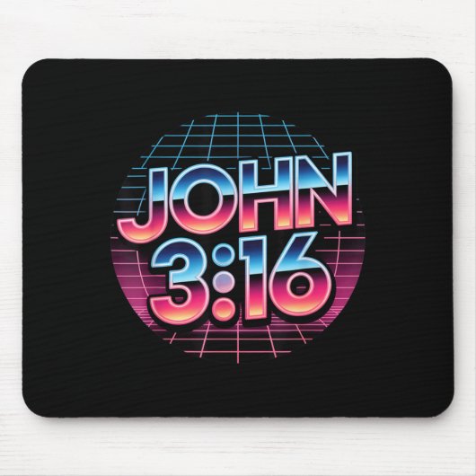 John 3_16 80s Retro Christian Faith Design Muismat (Voorkant)