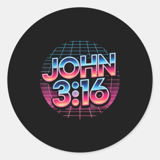 John 3_16 80s Retro Christian Faith Design Ronde Sticker (Voorkant)