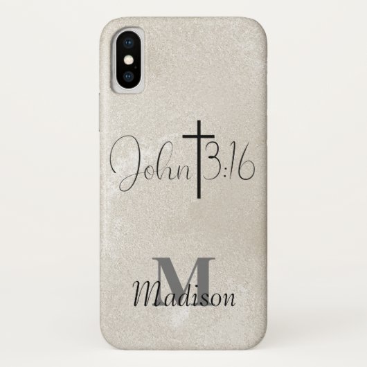 John 3:16 Achtergrond Monogram Pearl Naam toevoege Case-Mate iPhone Case (Achterkant)