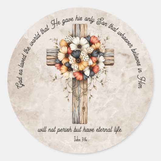 John 3:16 Bible Verse Classic Round Sticker (Voorkant)