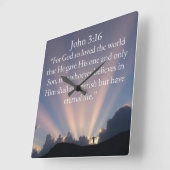 John 3:16 Bible Verse Wall Clock Vierkante Klok (Hoek)