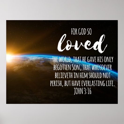John 3:16 Bijbel Verse Christelijk Poster (Voorkant)