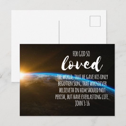 John 3:16 Bijbel Verse Christelijke Briefkaart (Voorkant / Achterkant)