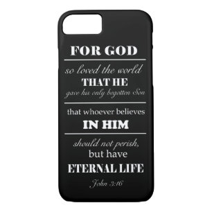 John 3:16 Bijbel Verse iPhone 7 hoesje zwart wit