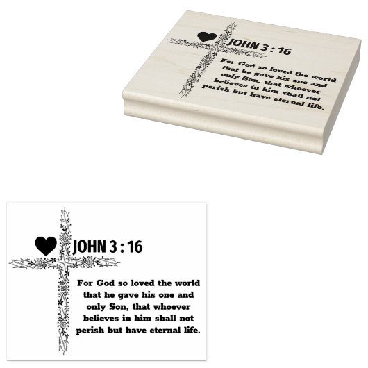John 3:16 Bijbel Verse Rubber Stamp Rubberstempel (Gestempeld)