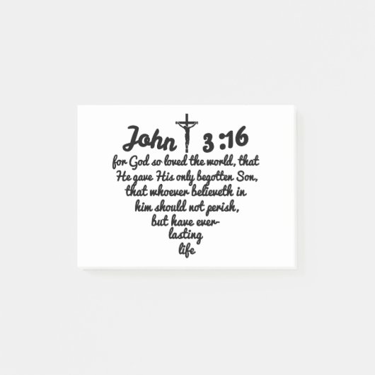 John 3:16 Bijbel volledig verse hart Post-it® Notes (Voorkant)