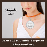 John 3:16 Bijbelcitaat van de Bijbel van de Manusc Sterling Zilver Ketting<br><div class="desc">John 3:16 Christelijke geschenken</div>