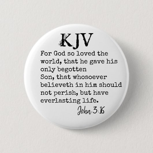 John 3:16 Bijbelprijsopgave - kan worden Gepersona Ronde Button 5,7 Cm (Voorkant)
