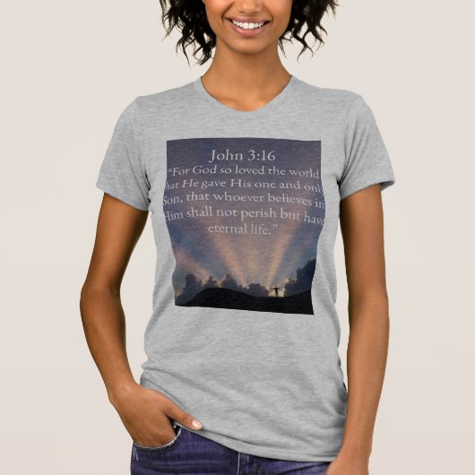 John 3:16 Bijbeltekst Dames T-shirt (Voorkant)