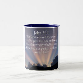 John 3:16 Bijbeltekst Koffiemok Tweekleurige Koffiemok
