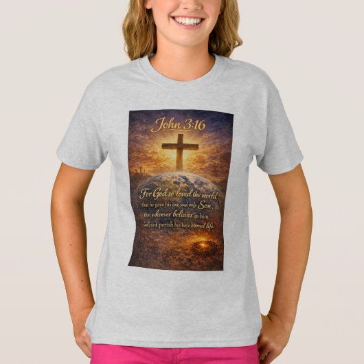 John 3:16 Bijbeltekst Meisjes T-shirt (Voorkant)