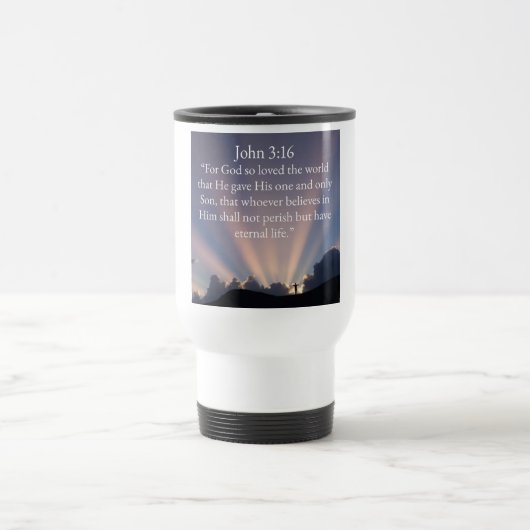 John 3:16 Bijbeltekst Reizen Koffiebeker Reisbeker (Center)