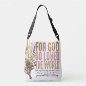 John 3:16 Bijbeltekst Witte Boodschappentas Crossbody Tas (Achterkant)