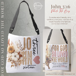 John 3:16 Bijbeltekst Witte Boodschappentas Crossbody Tas