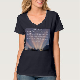 John 3:16 Bijbelvers Dames V-hals T-shirt