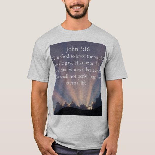 John 3:16 Bijbelvers Heren T-shirt (Voorkant)
