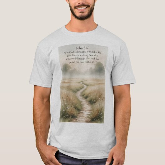 John 3:16 Bijbelvers Heren T-shirt (Voorkant)